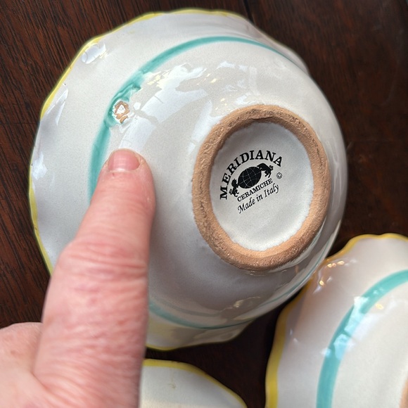 🇮🇹Meridiana Ceramiche set of 6 small desert or nut bowls Scalloped edges Italy - Picture 8 of 16